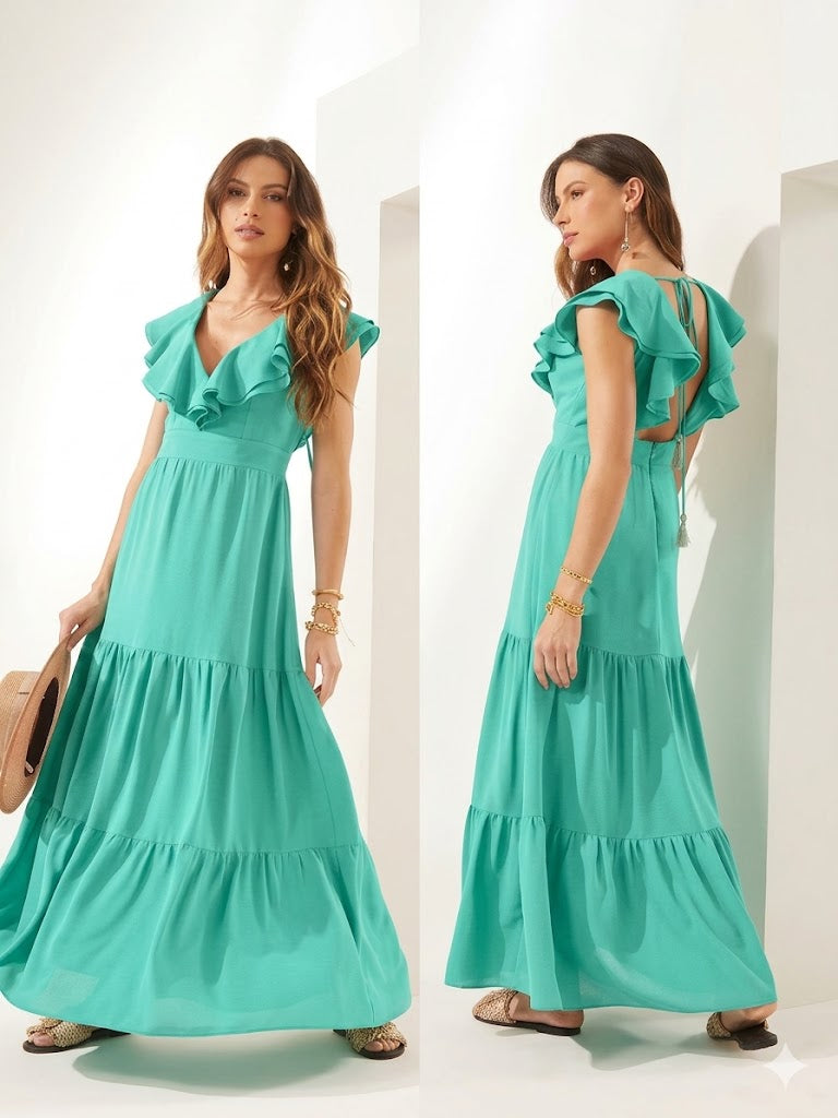 Vestido Longo Babados
