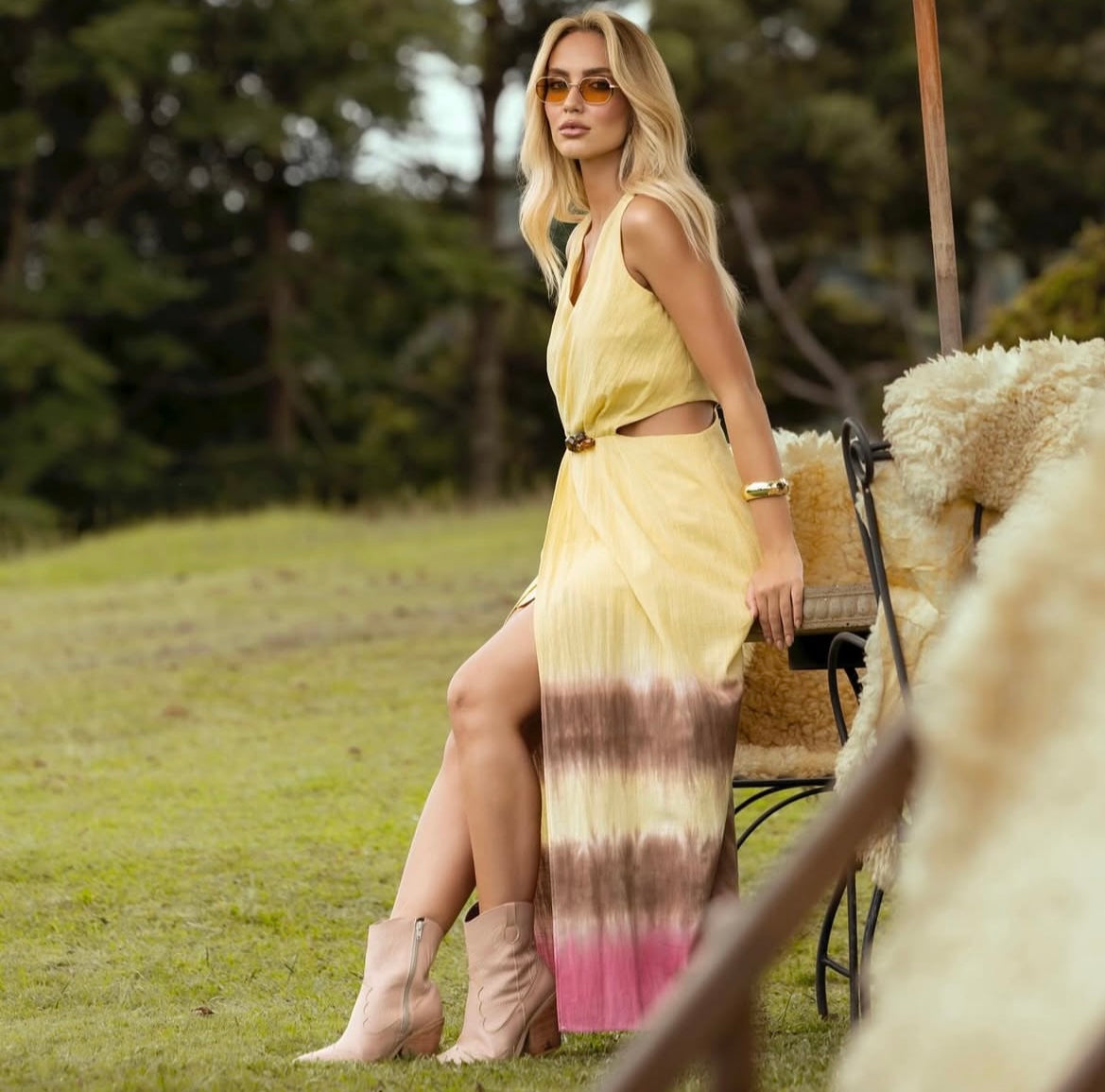 Vestido longo Tie Dye