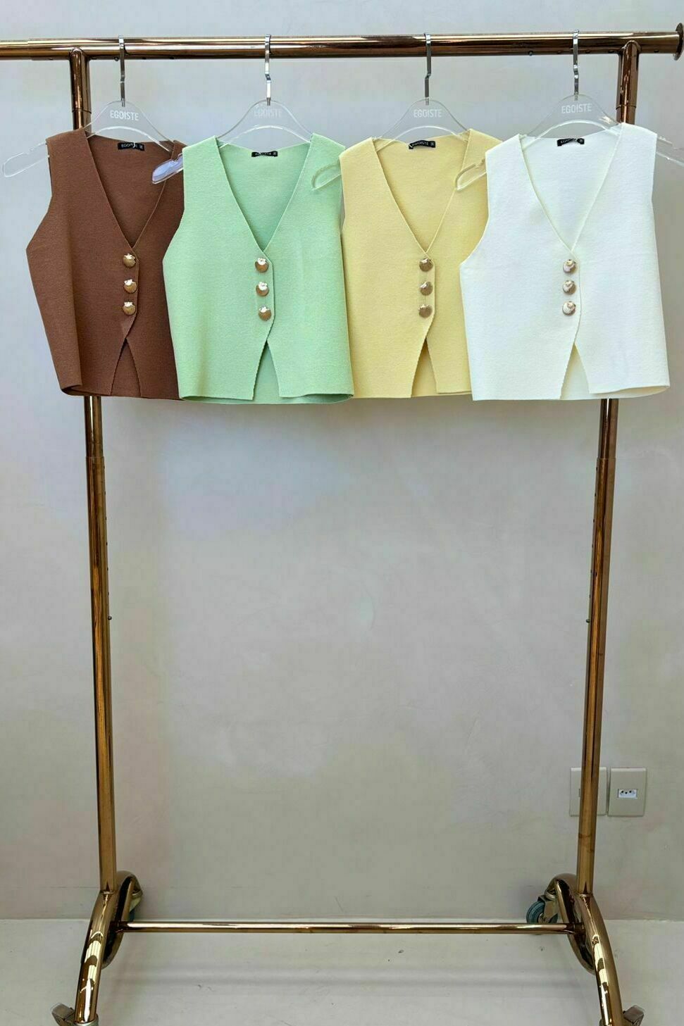 Colete Tricot botões de concha