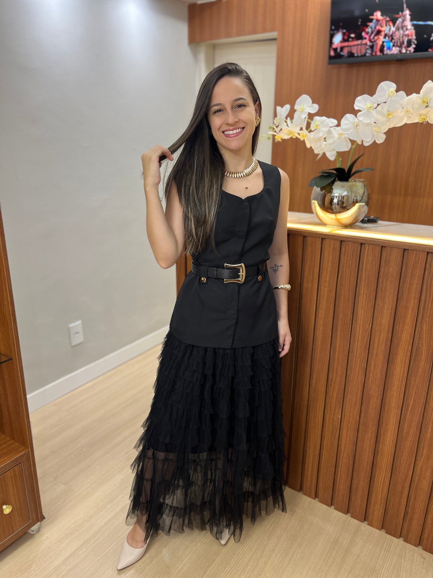 Saia Babados em Tule