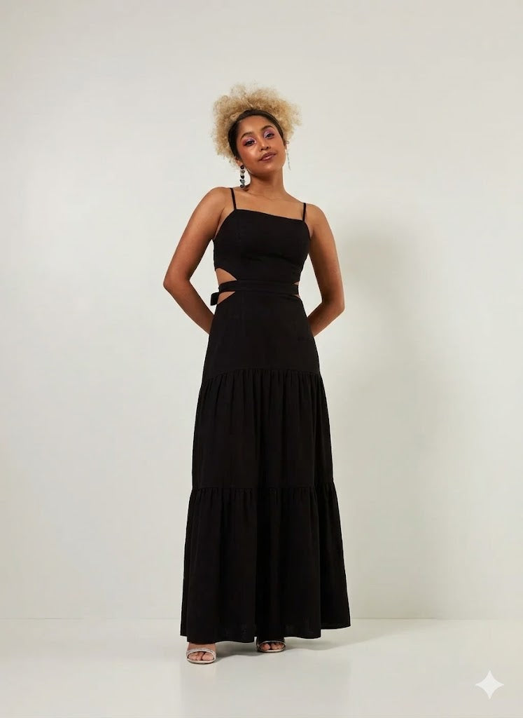 Vestido Longo recortes