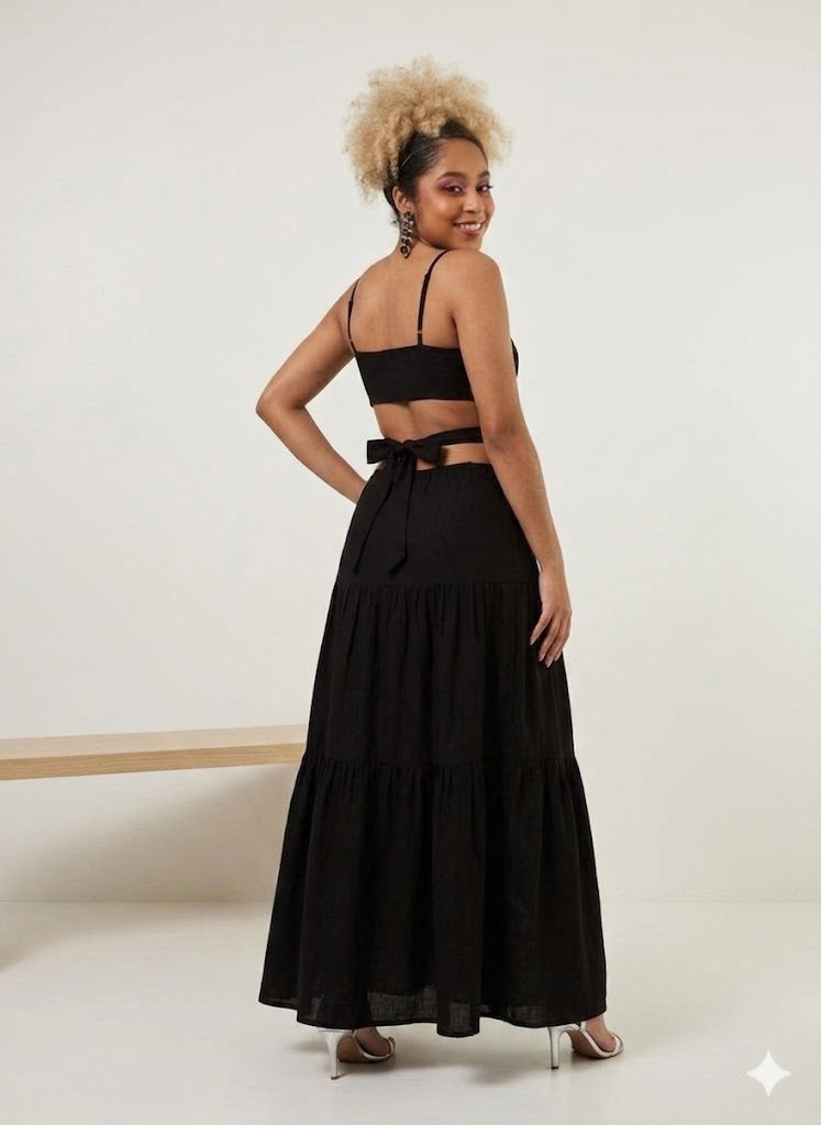 Vestido Longo recortes