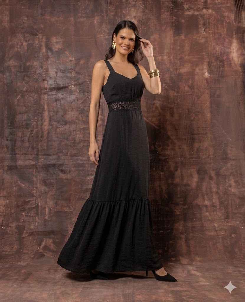 Vestido longo renda Guipir
