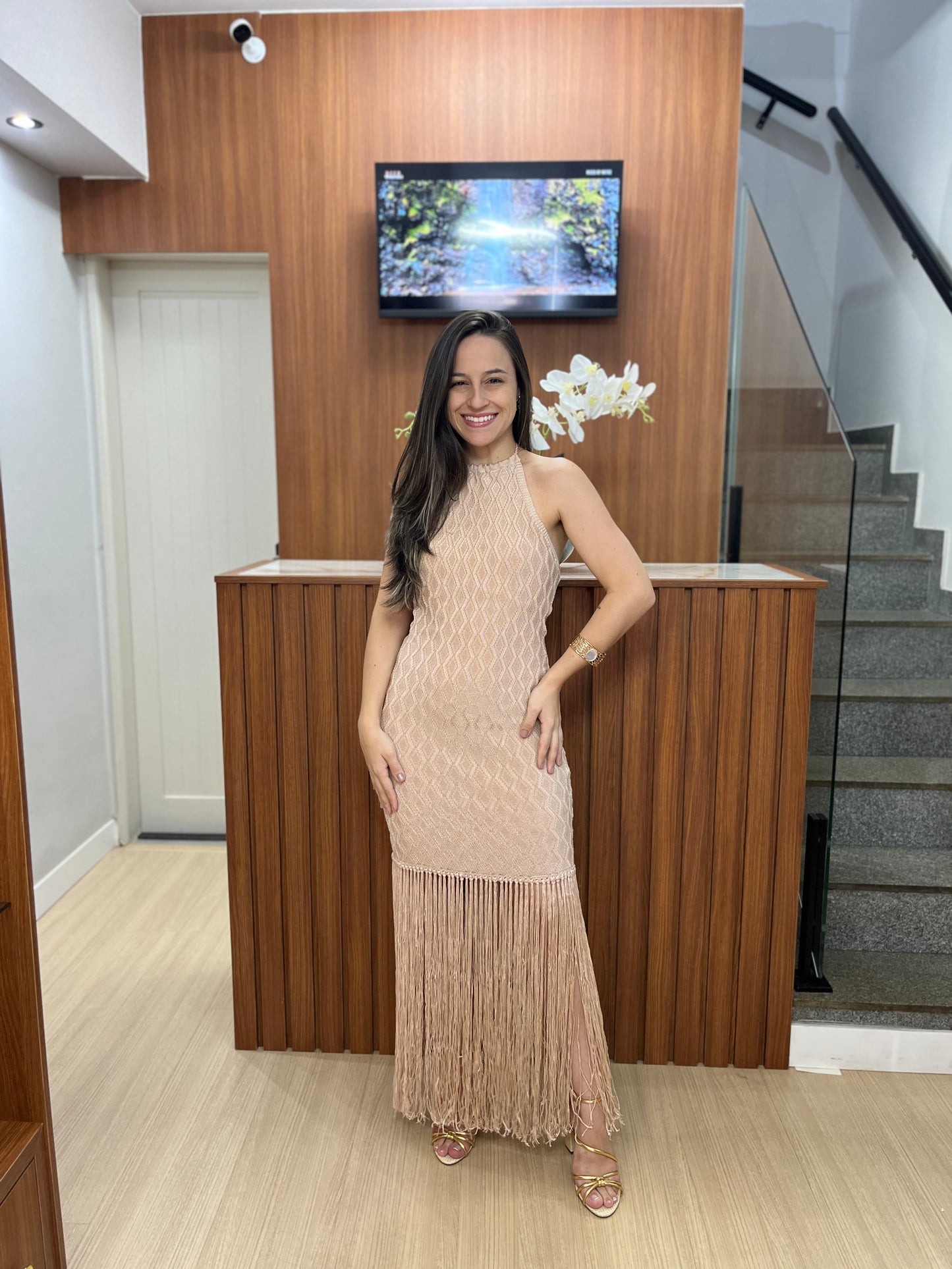 Vestido Tricot com franja