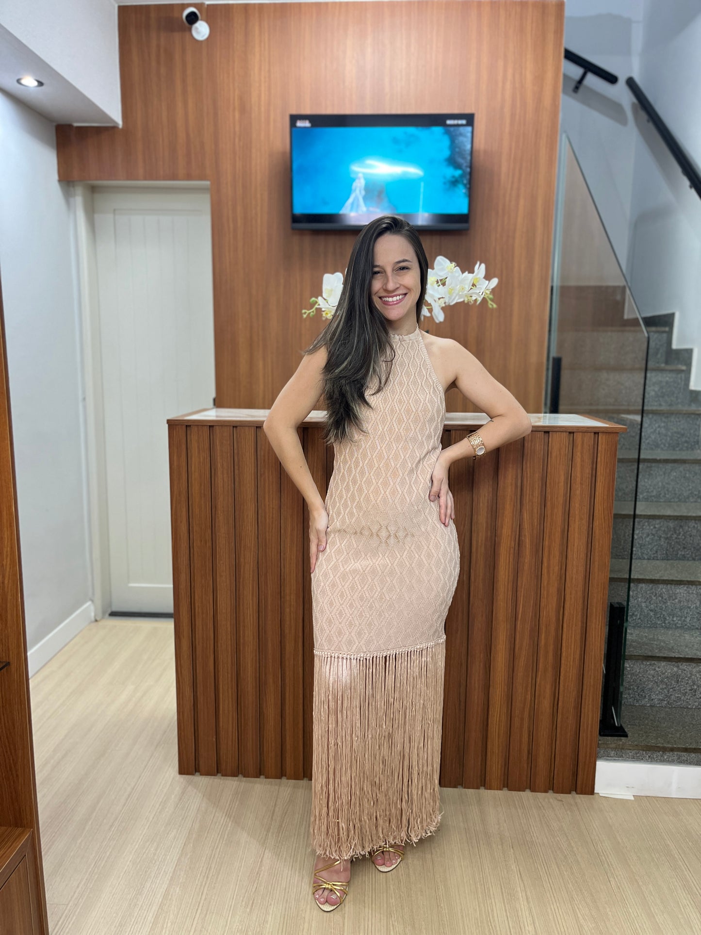 Vestido Tricot com franja