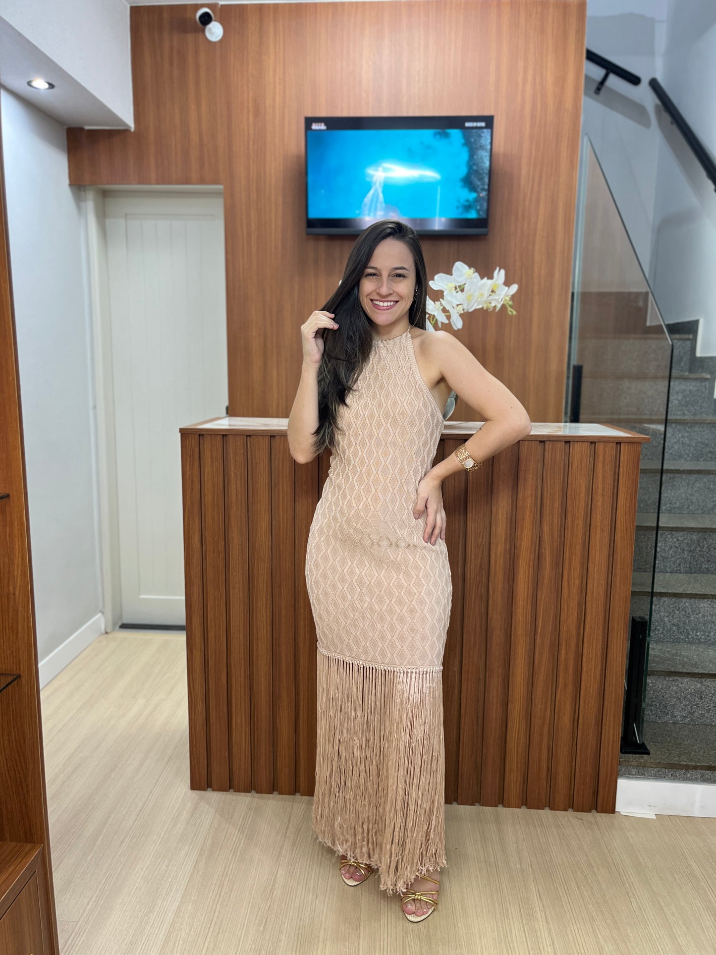 Vestido Tricot com franja