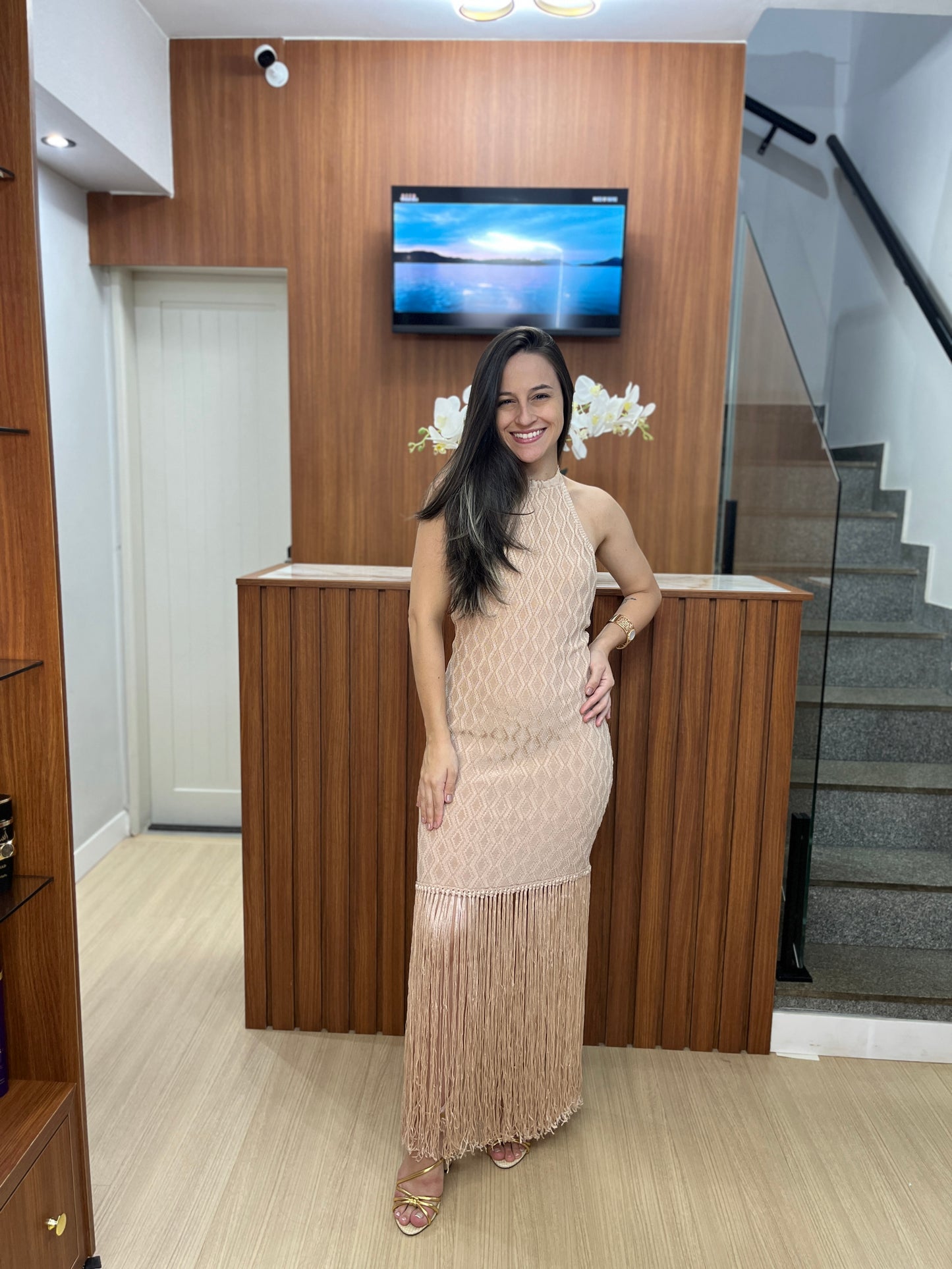Vestido Tricot com franja