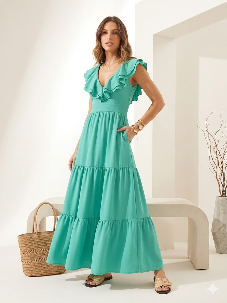 Vestido Longo Babados