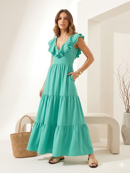 Vestido Longo Babados