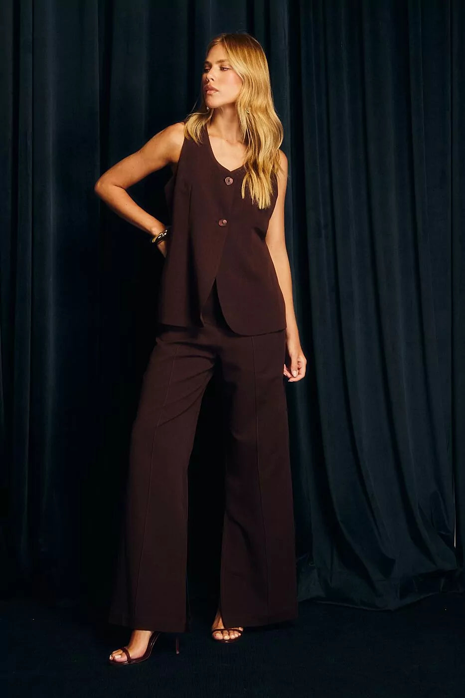 Conjunto Colete e calça com nervura