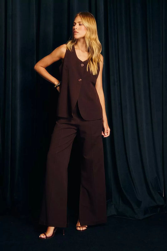 Conjunto Colete e calça com nervura