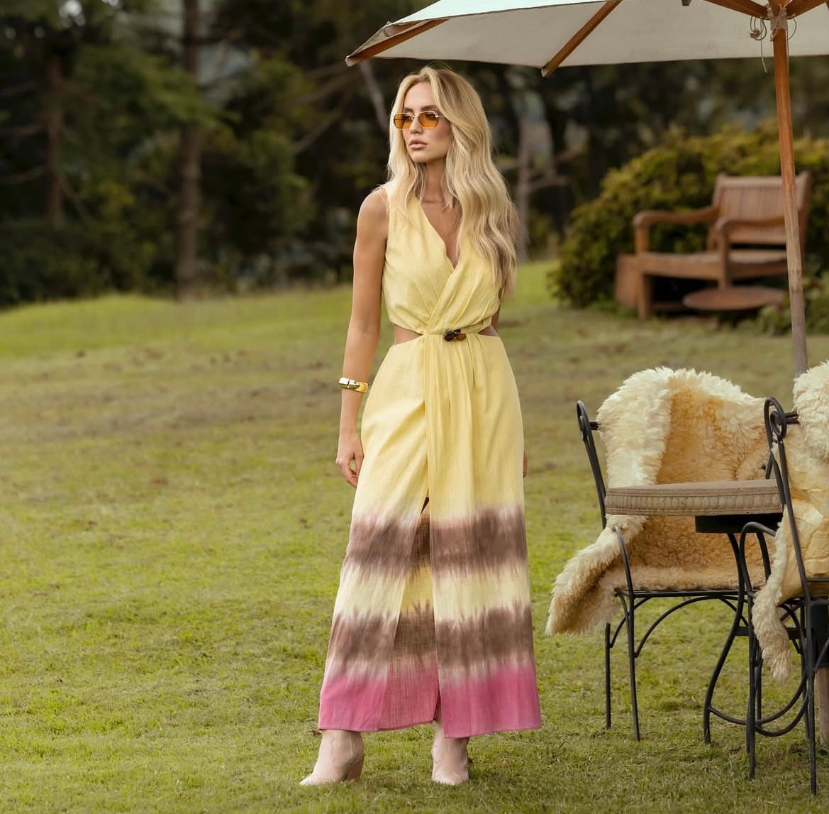 Vestido longo Tie Dye