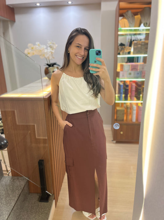 Saia alfaiataria bolso cargo