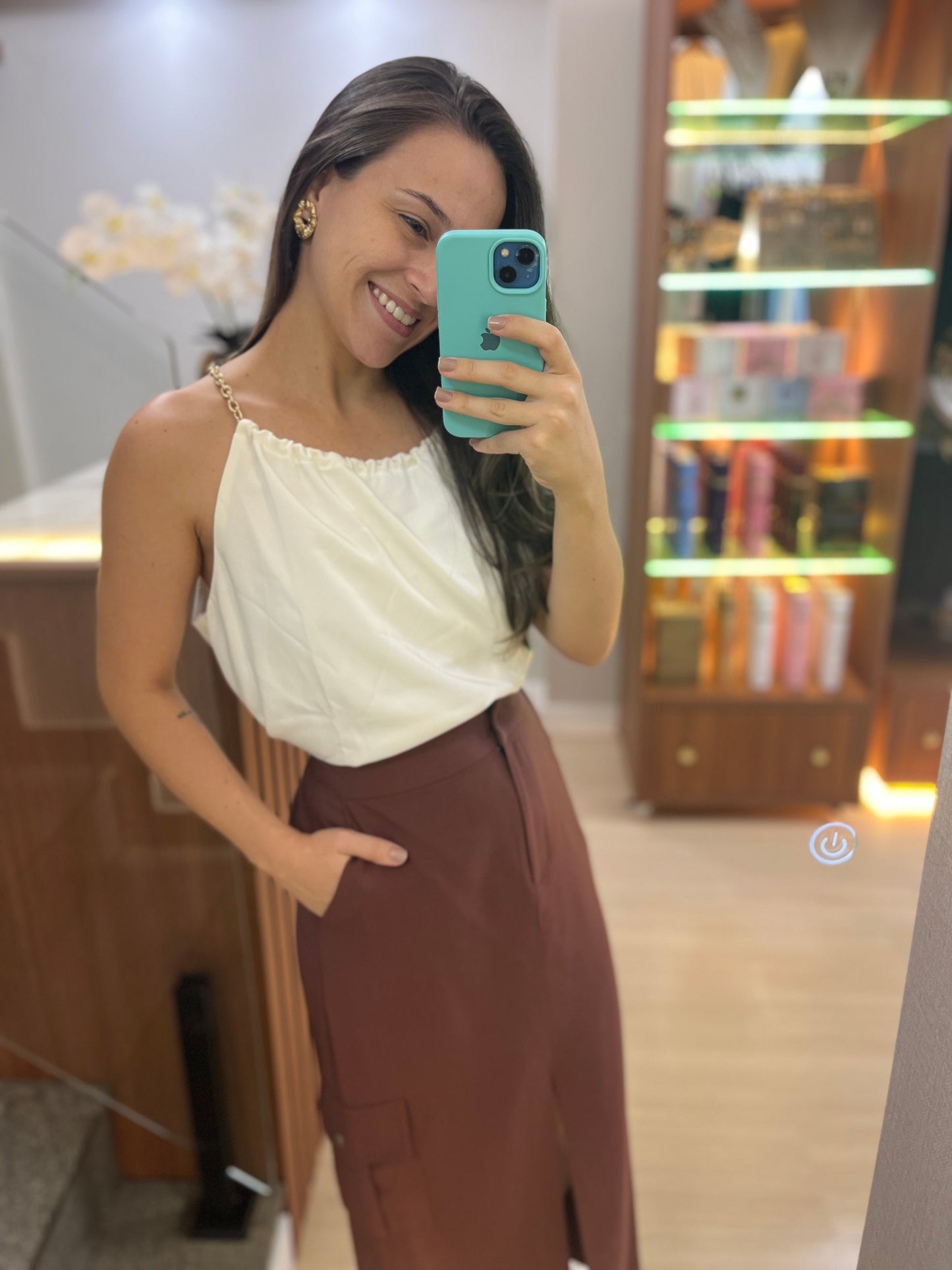 Saia alfaiataria bolso cargo