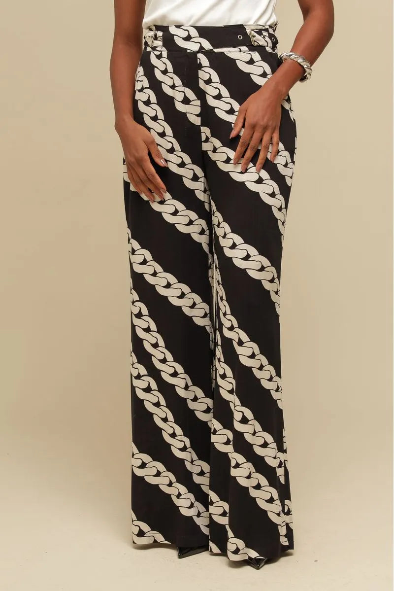 Calça pantalona estampada