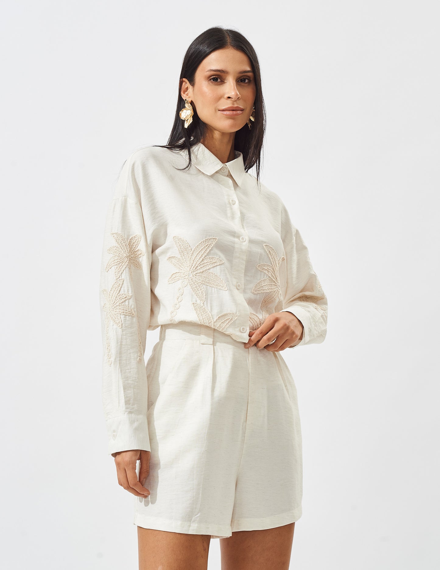 Camisa Bordada coqueiros