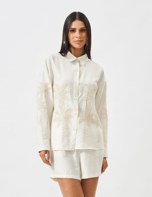 Camisa Bordada coqueiros
