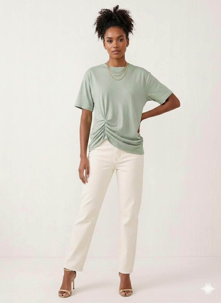 Blusa Malha com Pregas Feminina