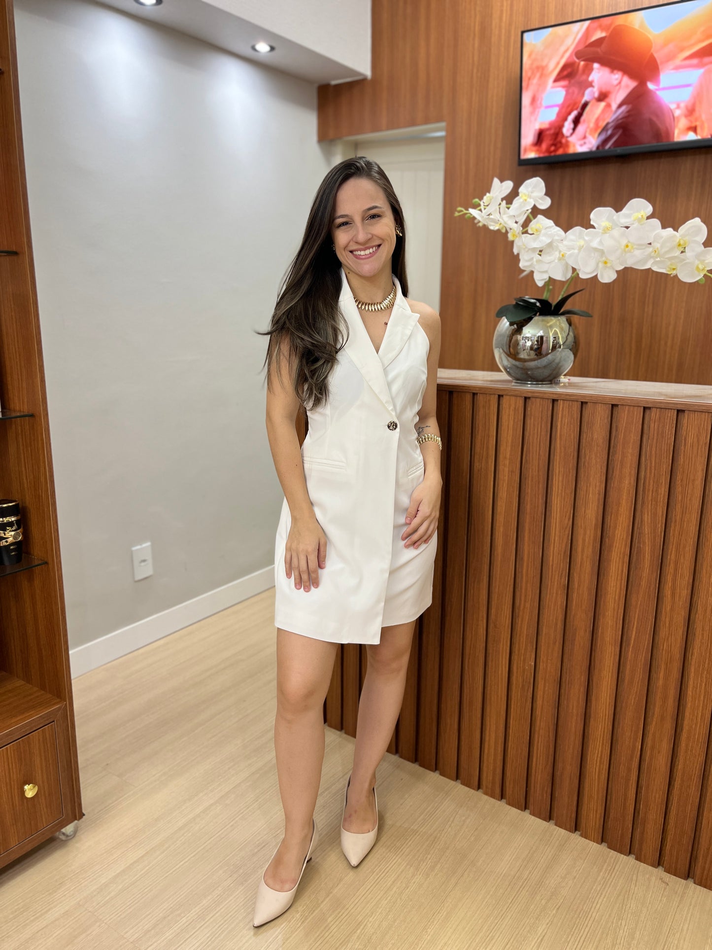 Vestido Blazer Curto Sem Manga
