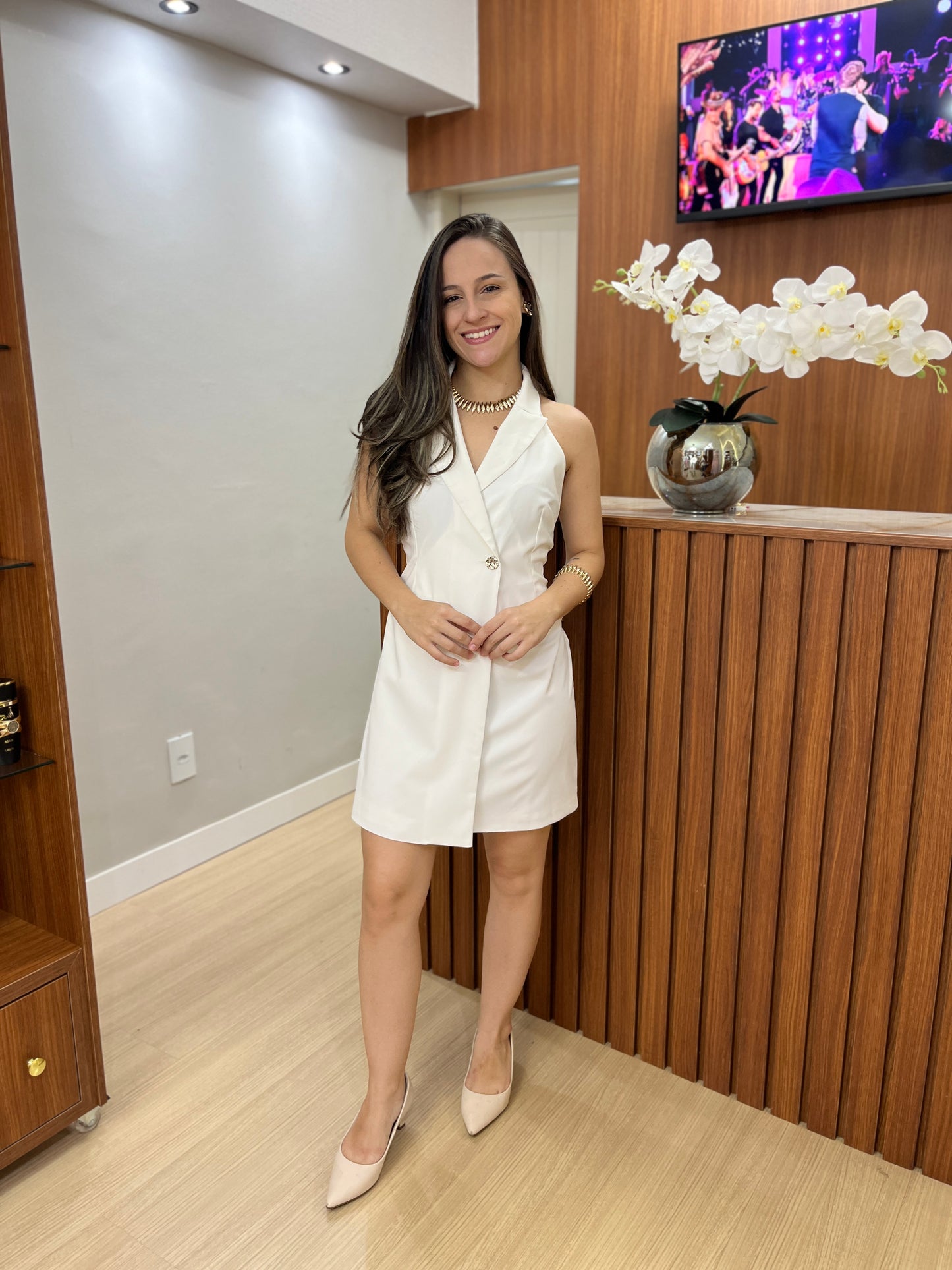 Vestido Blazer Curto Sem Manga