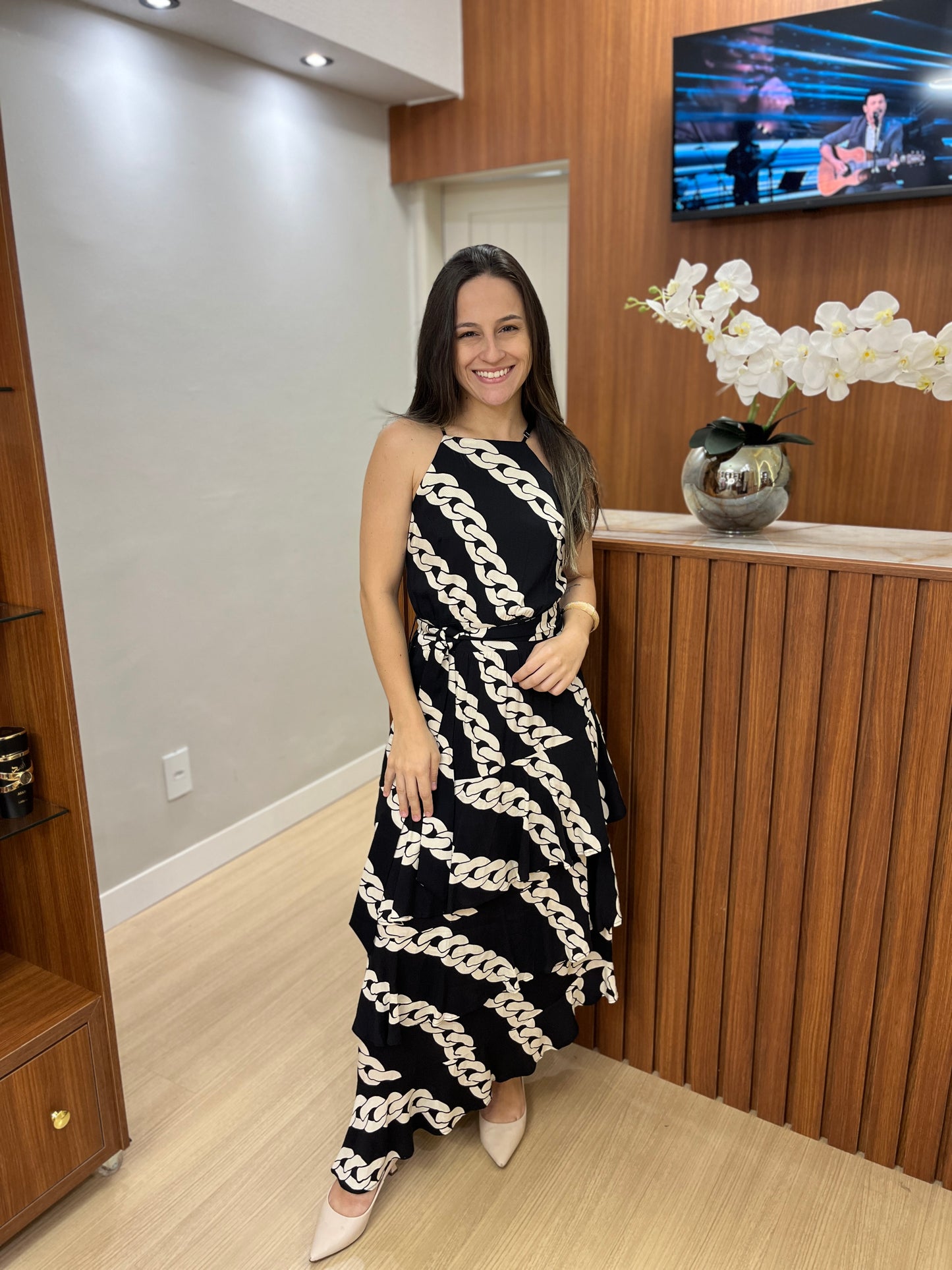 Vestido estampado corrente