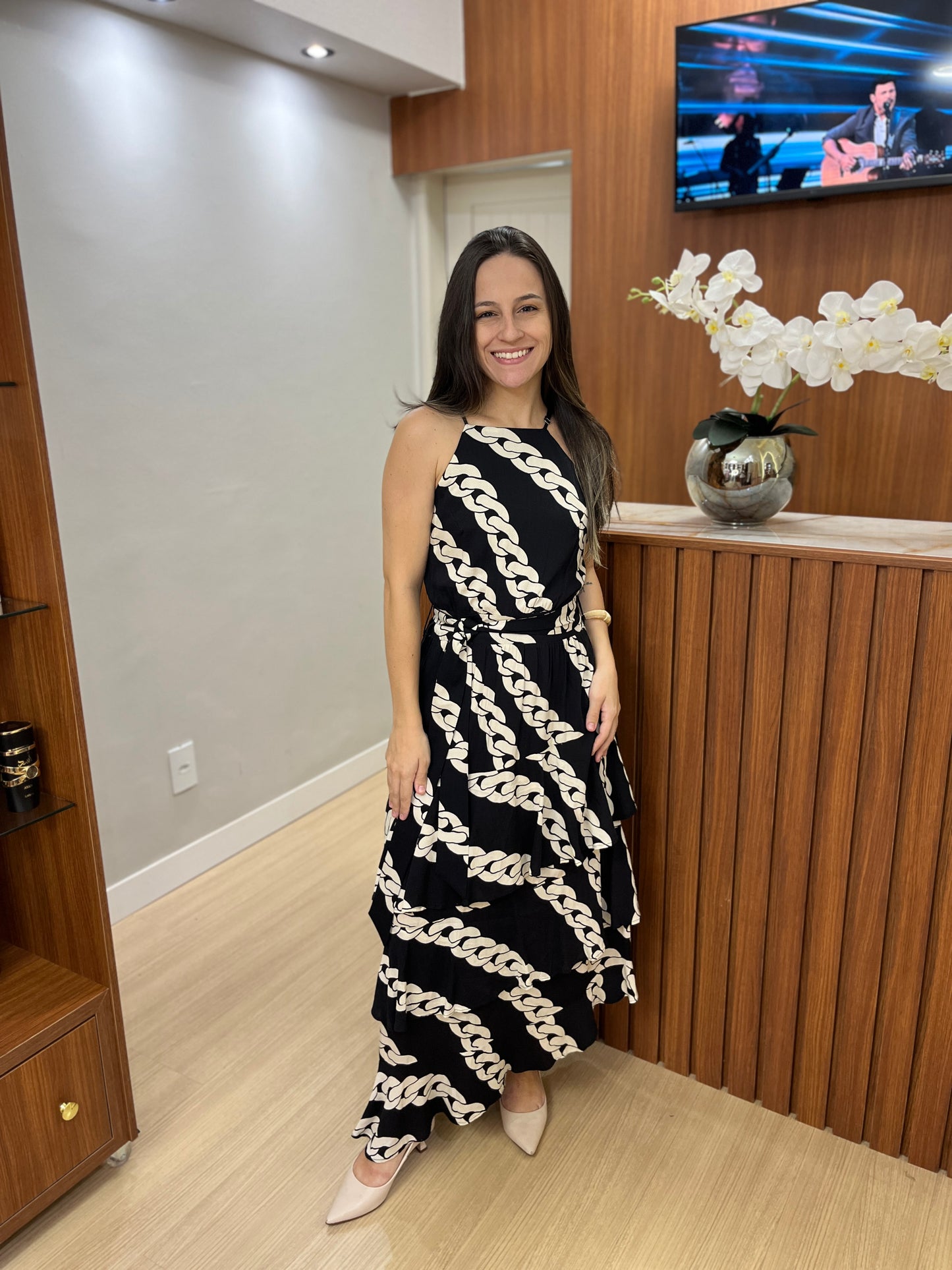 Vestido estampado corrente