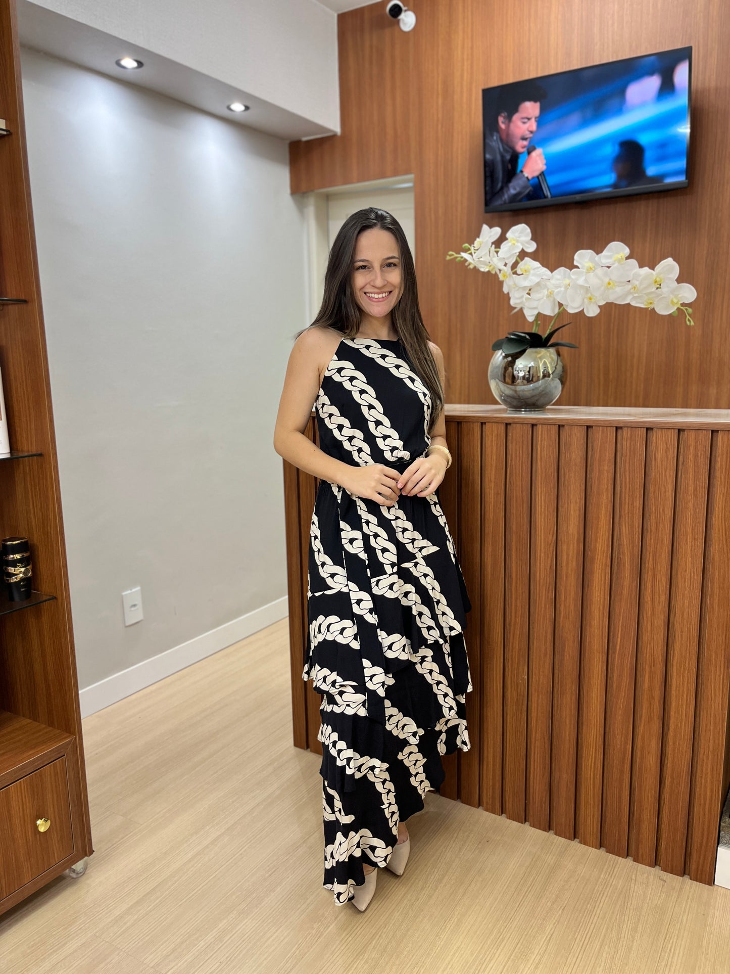 Vestido estampado corrente