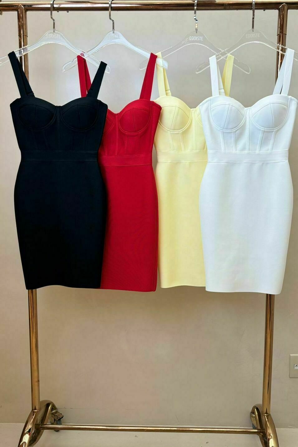 Vestido Bandagem Corselet com Alça